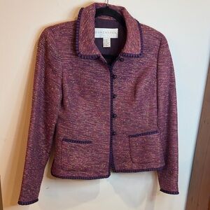 Doncaster Women's Multicolor Tweed Blazer with Gorgeous Silk Ruffled Trim, 2